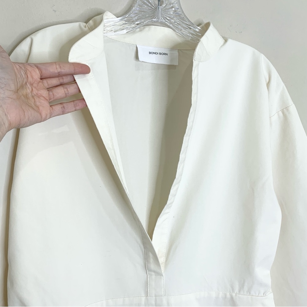 Bondi Born Estel Midi Dress (Sz M) Organic Cotton & Silk Kimono Sleeve Coconut - Picture 6 of 16